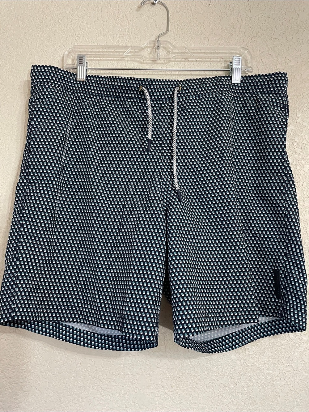 Michael Kors Navy and White Patterned Swim Trunks